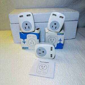 White Travel Adapter with USB Ports model :H002  Lot of 3